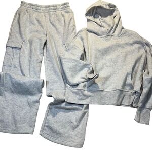 Better Together Hoodie and Cargo Sweatpants Set Women M Grey Athleisure Lounge